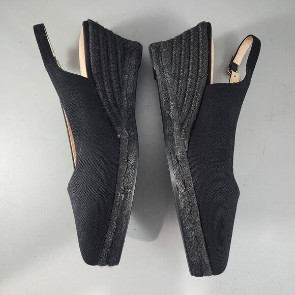 Talbots Women's Size 9M Black Wedge Slingback Closed Toe Espadrille Sandals - Picture 3 of 9